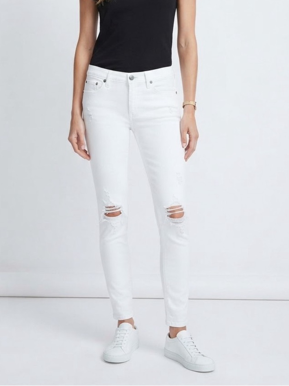 Rag & Bone White Distressed Capri Skinny Jeans Size 25